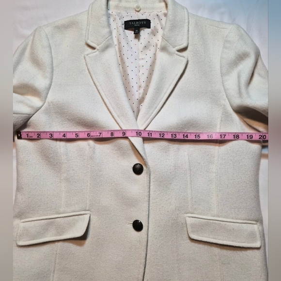 ​Talbots Petites Cream Wool Blend Two-Button Blazer - Ivory - Size 16P - Picture 4 of 8
